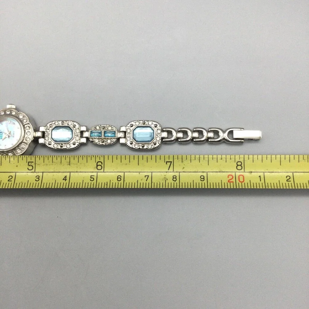 Gruen Womens Watch 21mm Mother Of Pearl Dial Blue Crystal New Battery 8